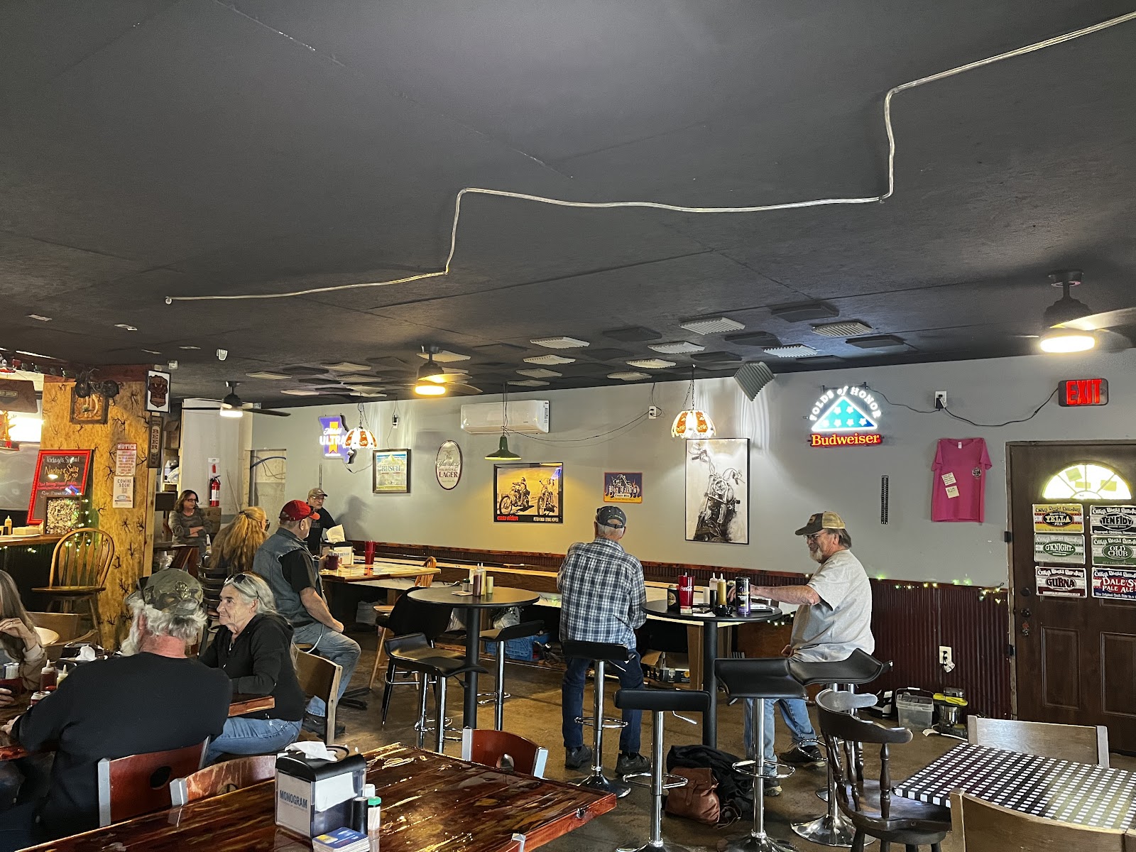 Full house — locals and riders sharing tables